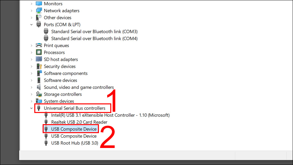 Chọn c&aacute;c mục c&oacute; t&ecirc;n USB